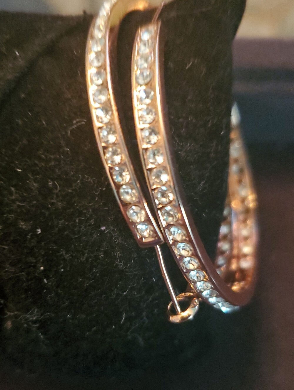 Copper Hoop Earrings No Name with Crystal Pavé